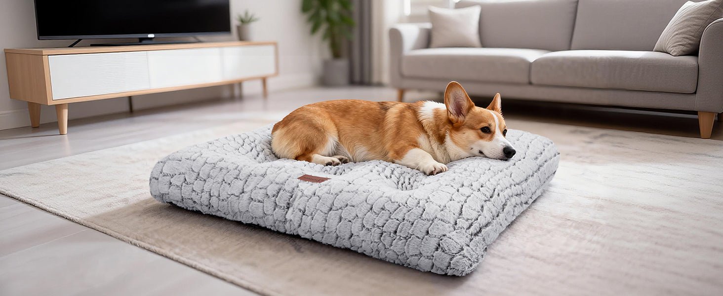 Plush Dog Crate Bed Pad — Washable, Anti-Slip, 24x18