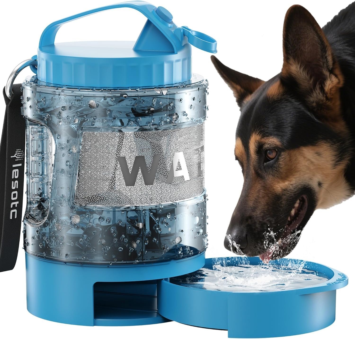 77oz Dog Travel Water Bottle with Bowl — Leak Proof