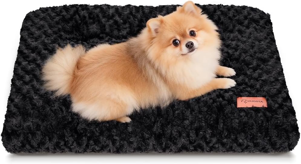 Plush Dog Crate Bed Pad — Washable, Anti-Slip, 24x18