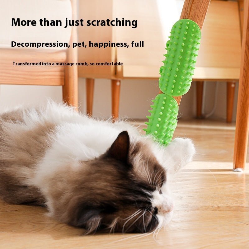 Self-Cleaning Wall Corner Cat Scratcher & Grooming Brush