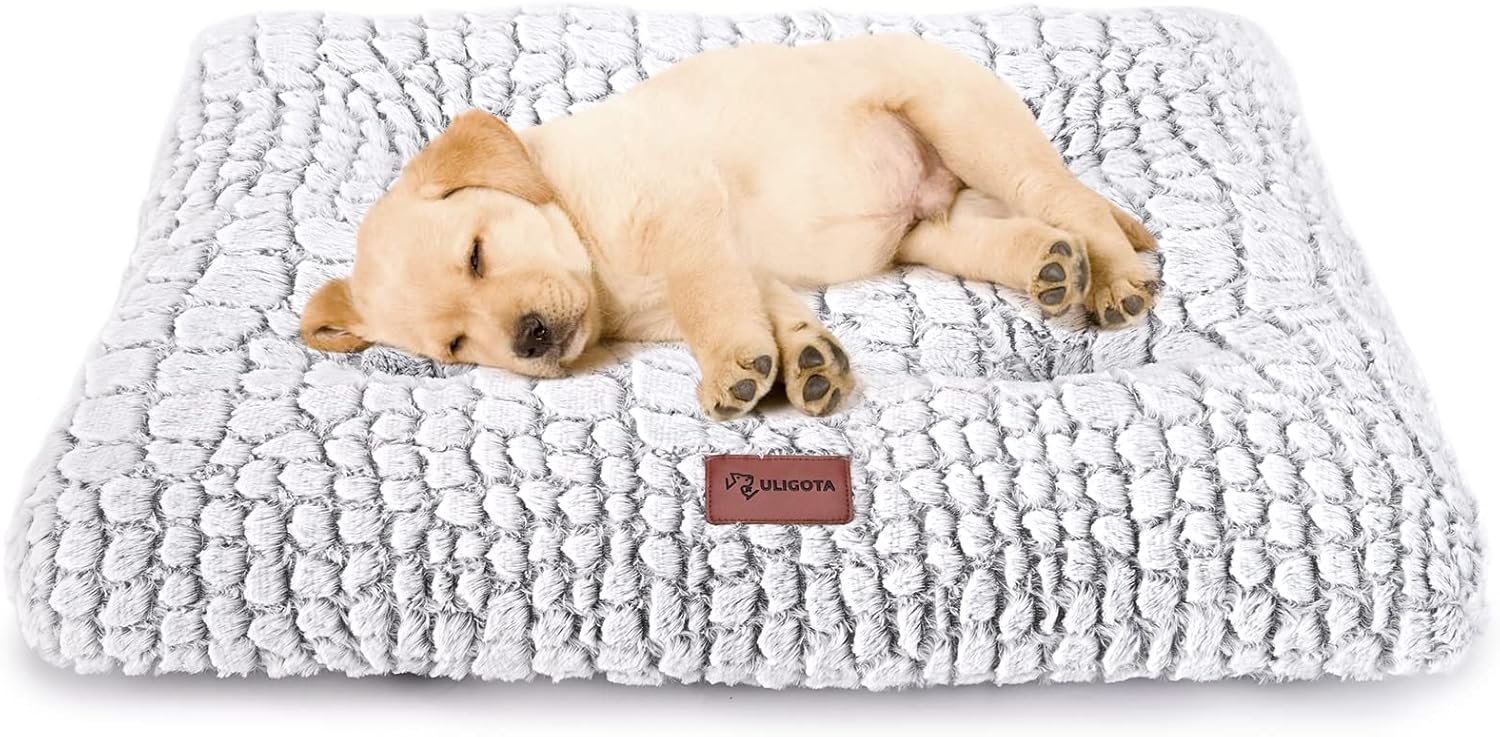 Plush Dog Crate Bed Pad — Washable, Anti-Slip, 24x18