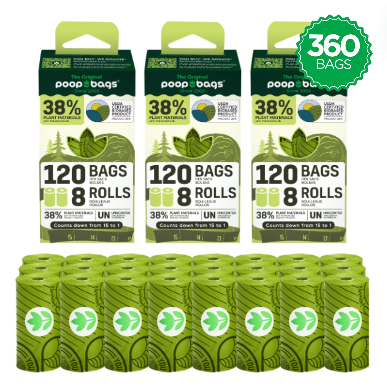 Unscented Leash Roll Poop Bags