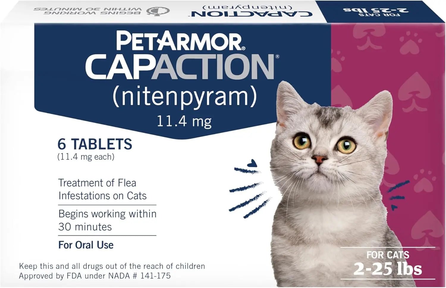 CAPACTION Oral Flea Tablets for Cats 2–25 lbs — 6 Doses