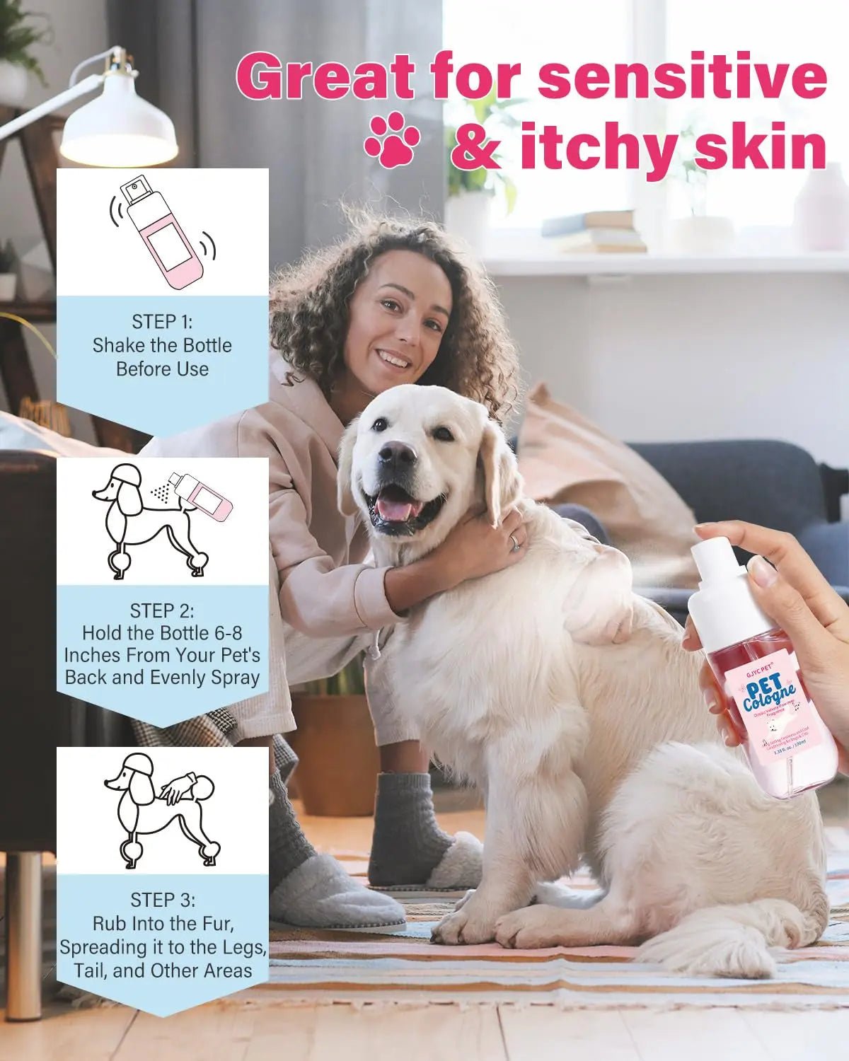 Dog & Cat Cologne Spray Powder Scent Odor Control 3.38oz Travel Size