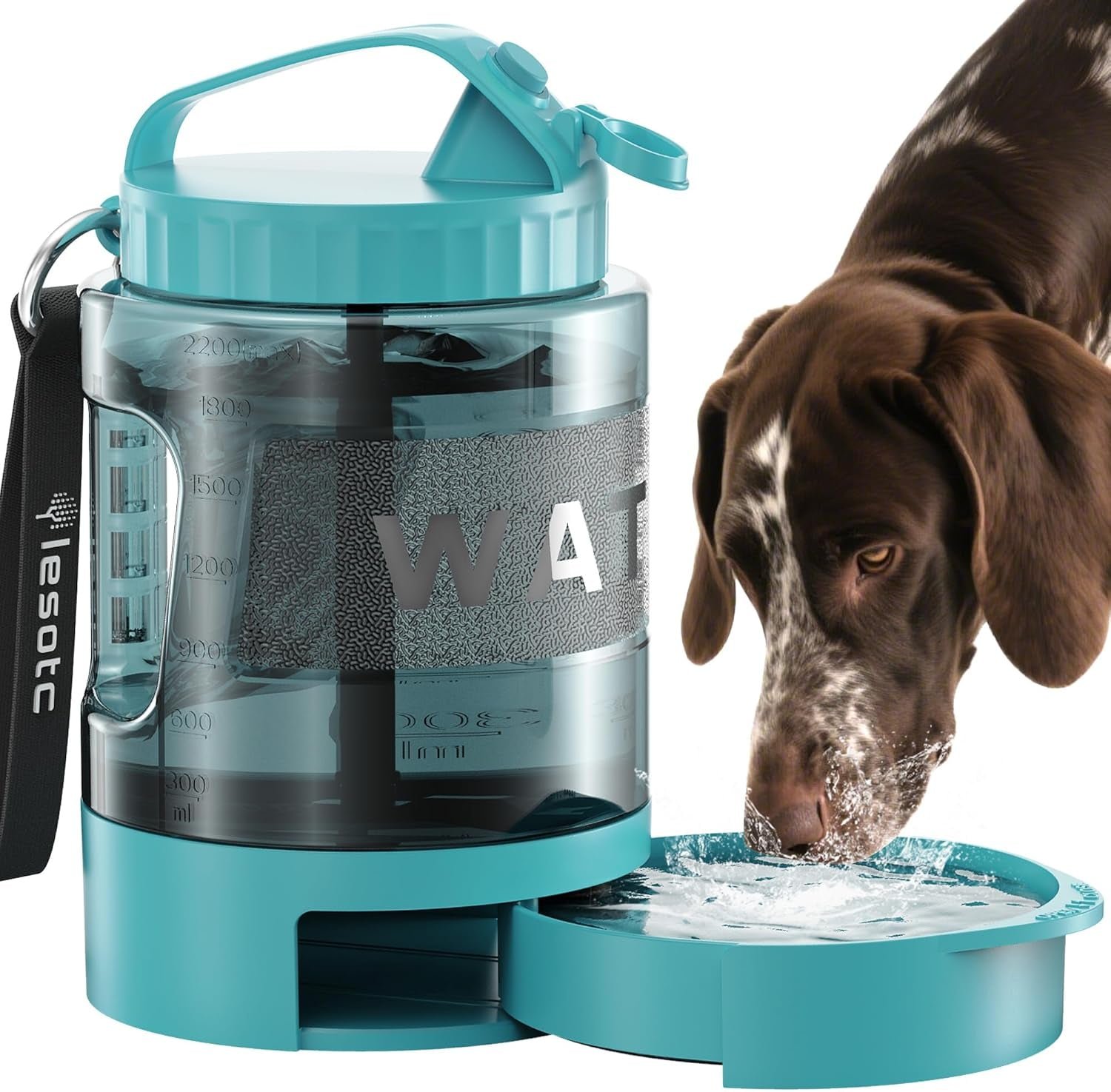 77oz Dog Travel Water Bottle with Bowl — Leak Proof